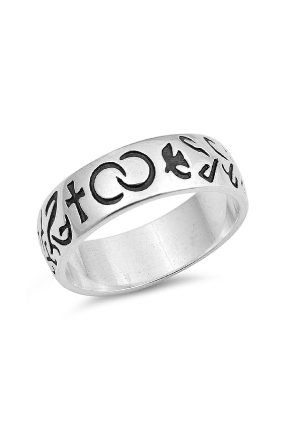Sterling Silver Eternity Cross And Dove Band Ring