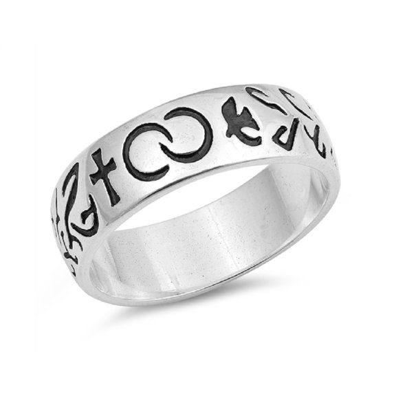 Sterling Silver Eternity Cross And Dove Band Ring