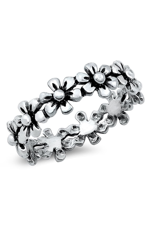 Sterling Silver Eternity Flower Crown Ring Size 5