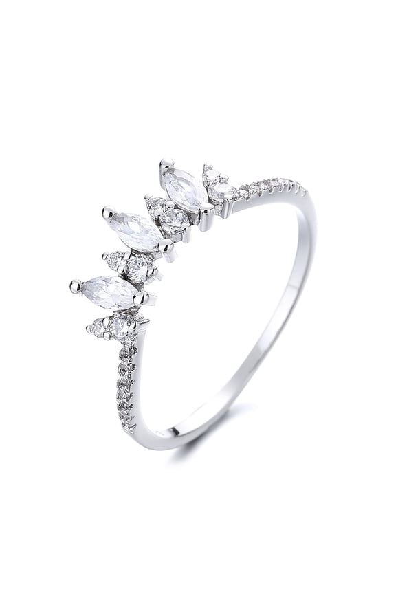Sterling Silver Eternity Marquise-cut Crown Ring with Crystals