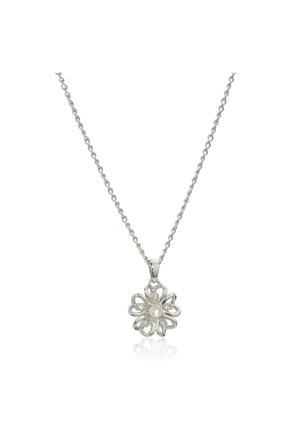 Sterling Silver Ethiopian Opal Flower Pendant Necklace, 18'