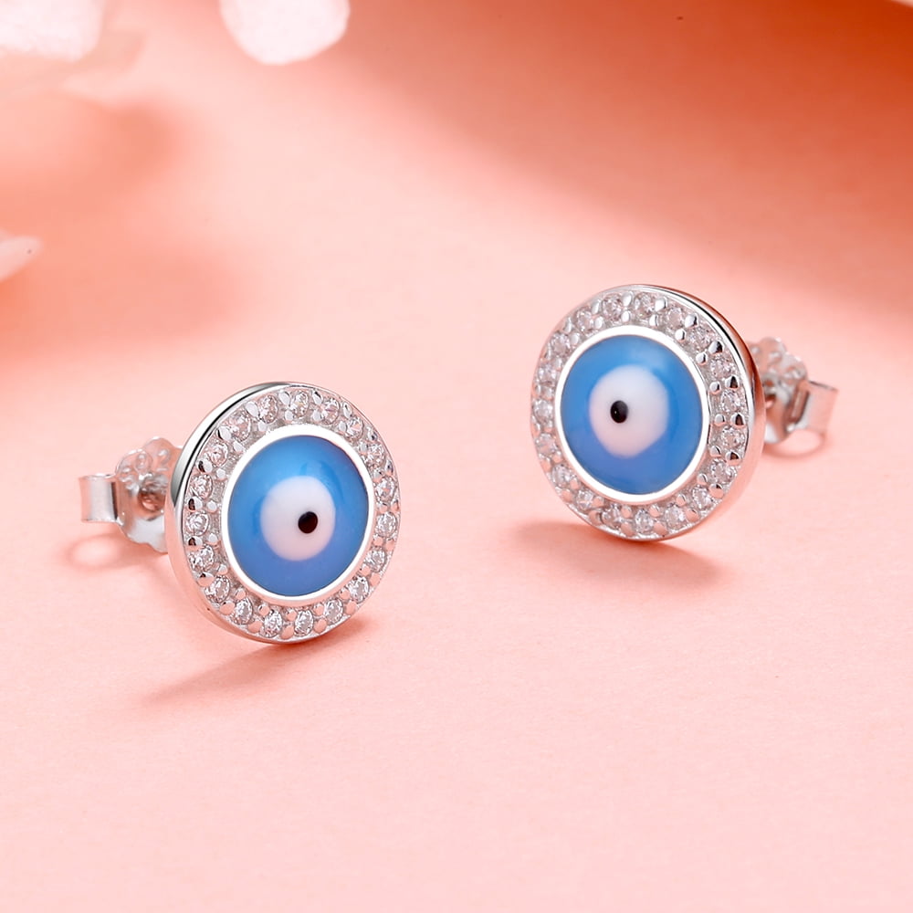 EFFY Collection EFFY® Sapphire (1/6 ct. t.w.) & Diamond (1/5 ct. t.w.) Evil  Eye Stud Earrings - Macy's