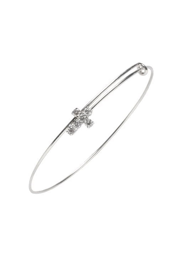 Sterling Silver Expanding Wire Cross Bracelet