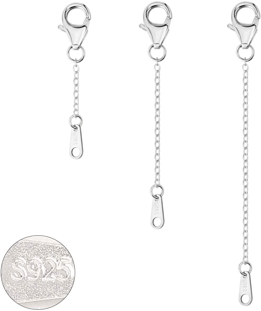 DOCKAPA Sterling Silver Extenders Chain Necklace Extension Chains for Jewelry Making(1 2 3 inch)