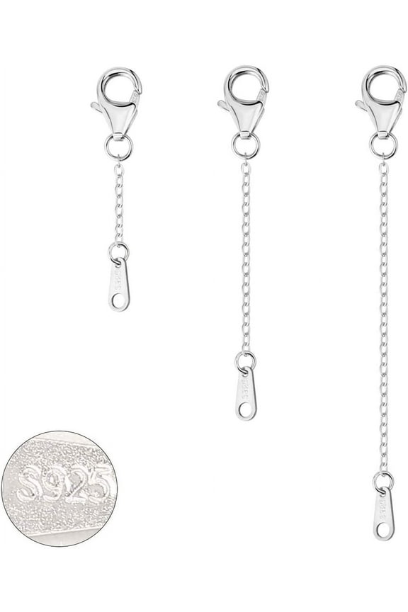 Sterling Silver Extenders Chain Necklace Extension Chains for Jewelry Making(1 2 3 inch)