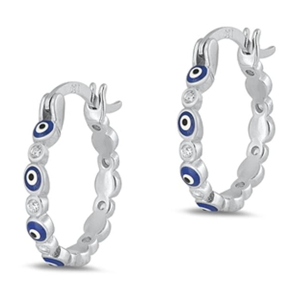 Sterling Silver Eye Clear Cubic Zirconia Evil Eye Earrings 925 New Jewelry Female Unisex