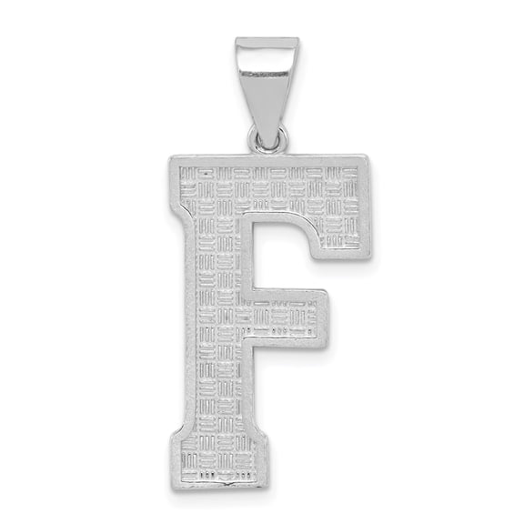Sterling Silver F Initial Pendant Necklace, Textured Alphabet Charm for Men and Women, Personalized Monogram Jewelry, Unisex Minimalist Style for Everyday Wear