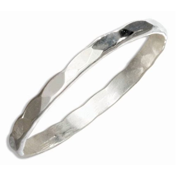 Sterling Silver Toe Ring for Women hammered 2mm stacking ring