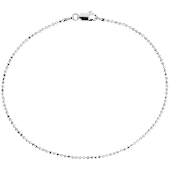 Sterling Silver Faceted Pallini Bead Ball Chain Necklace 1.5mm Nickel Free Italy, 30 inch