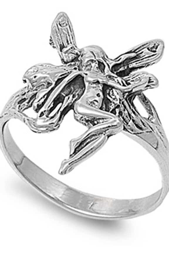 Sterling Silver Fairy Ring Oxidized Antiqued Finish Faerie Band 925 Jewelry Female Male Size 12