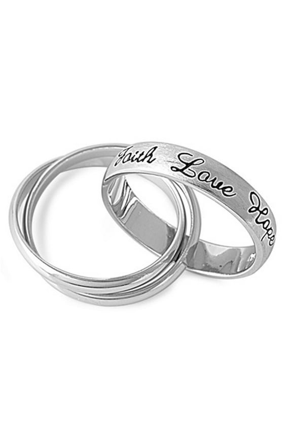 Sterling Silver Faith Hope Love Ring Triple Interlocking Purity Band 925 Jewelry Female Male Size 10