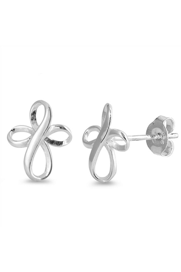 Sterling Silver Faith Infinity Knot Cross Eternity Endless Forever Earrings 925 Jewelry Female