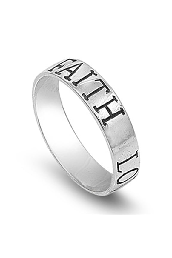 Sterling Silver Faith Love Hope Band Purity Promise Ring Designer 925 Jewelry Female Male Size 7