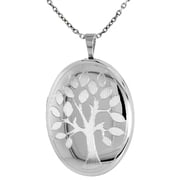 Sterling Silver Family Tree Oval Locket Necklace 18 inch Boston Chain