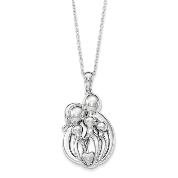 Sterling Silver Family of 5 Gathering 18in. Necklace and Pendant