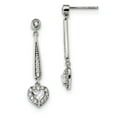 thumbnail image 1 of Sterling Silver Fancy CZ Heart Dangle Post Earrings Sterling Silver Earrings, 1 of 1