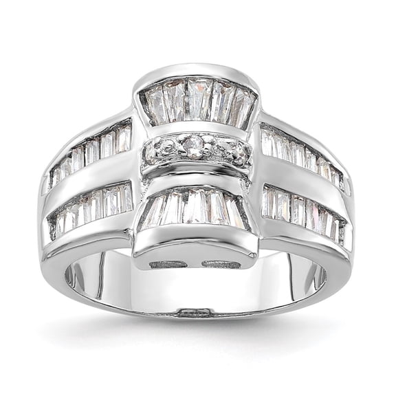 Finest Gold Sterling Silver Fancy CZ Ring - Size 6