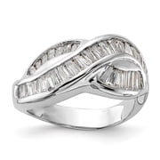 Finest Gold Sterling Silver Polished CZ Ring - Size 6
