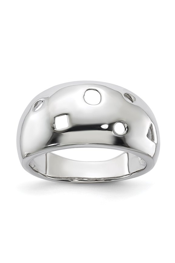 Finest Gold Sterling Silver Fancy Cut Out Shapes Ring - Size 6