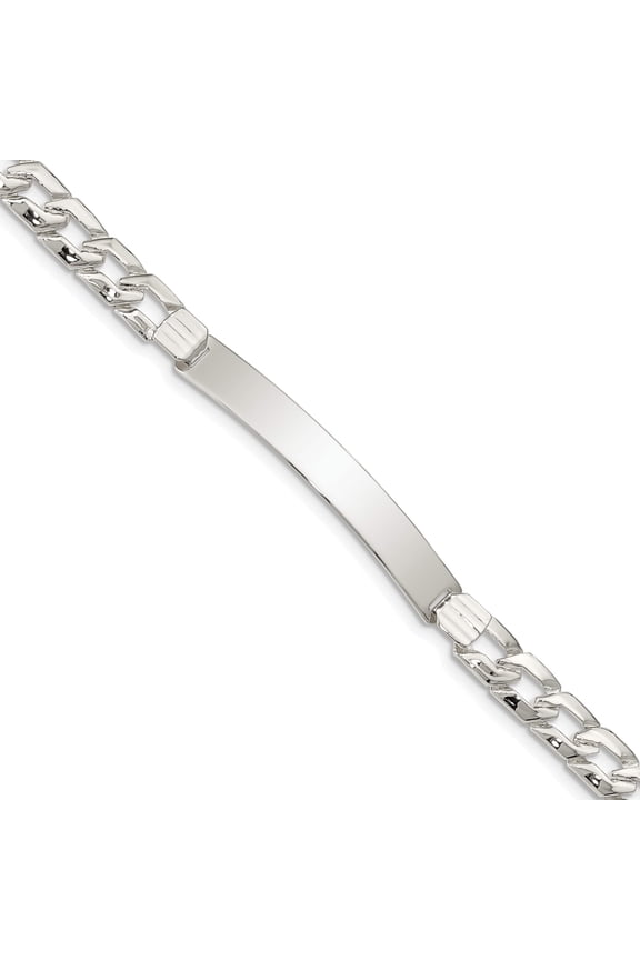 Sterling Silver Fancy Id Link Bracelet (7 X 6) Made In Mexico qid17-7