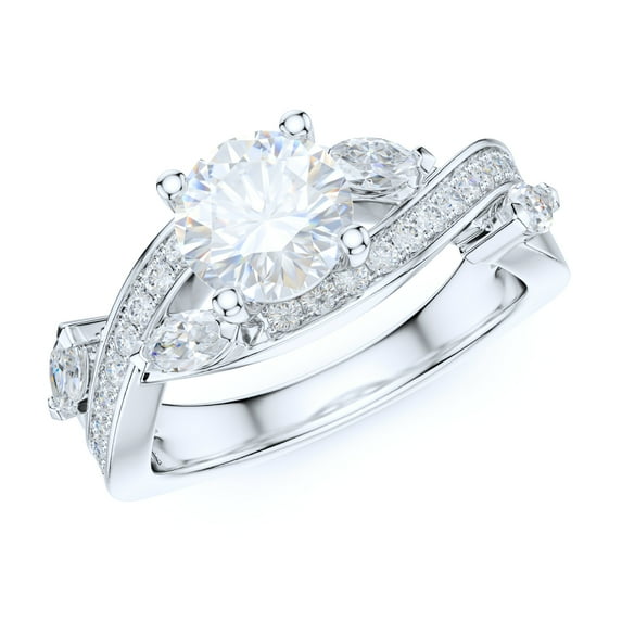Sterling Silver Fancy Intersecting Infinity 1CT Simulated Round Brilliant Cut Diamond Small Marquise Promise Engagement Ring (3.5)