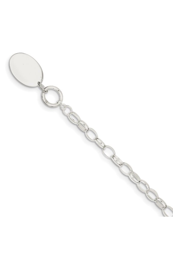 Sterling Silver Fancy Oval Disc Bracelet