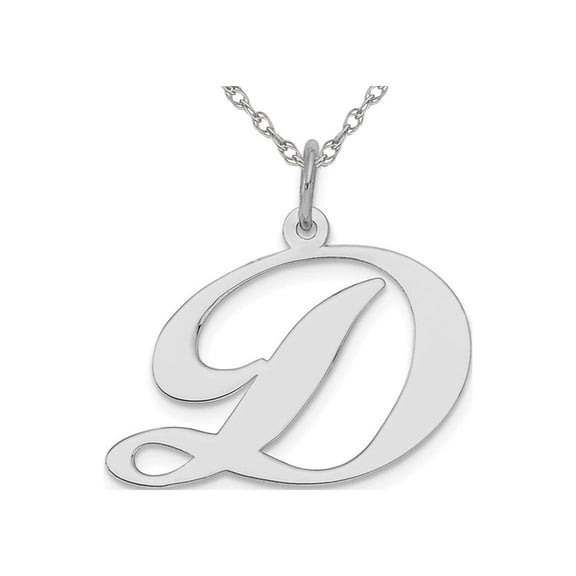 Sterling Silver Fancy Script Initial -D- Pendant Necklace Charm with Chain for Women