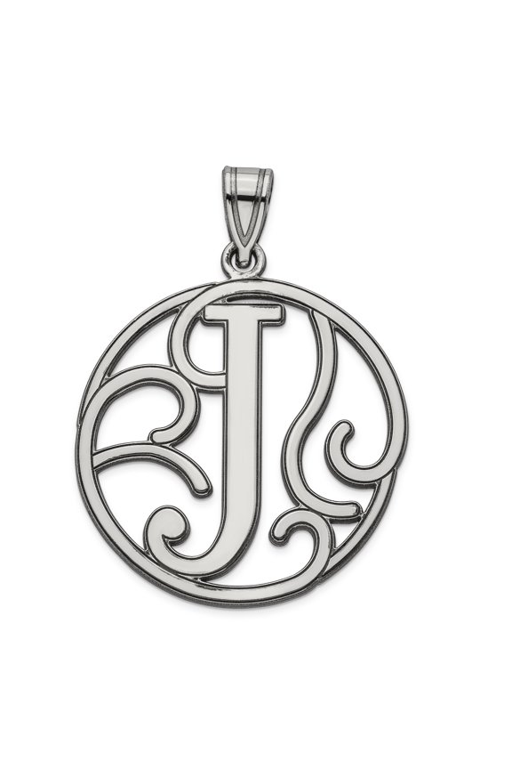 Sterling Silver Fancy Script Initial J Charm