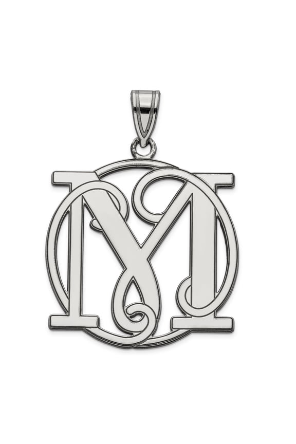 Sterling Silver Fancy Script Initial M Charm