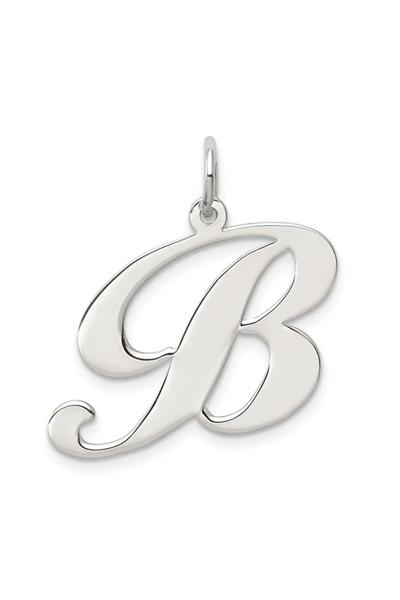 Sterling Silver Fancy Script Letter B Initial Charm Pendant