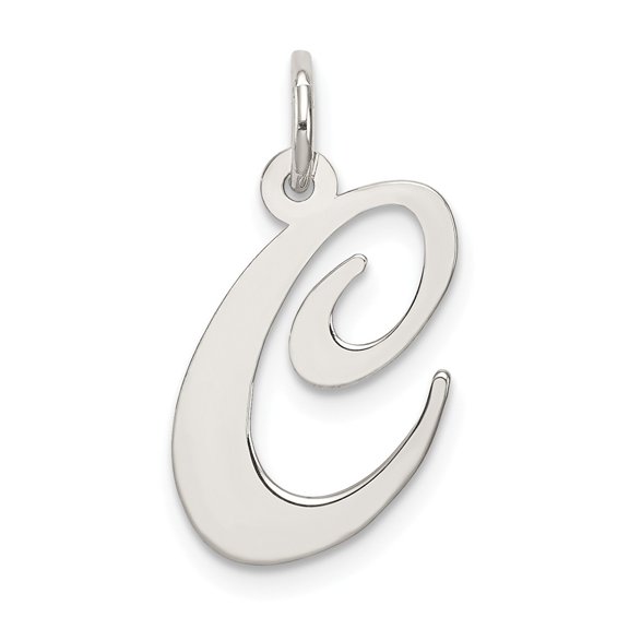 Sterling Silver Fancy Script Letter C Initial Charm Pendant