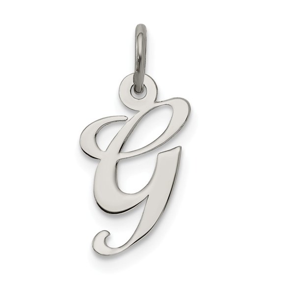 Sterling Silver Fancy Script Letter G Initial Charm Pendant