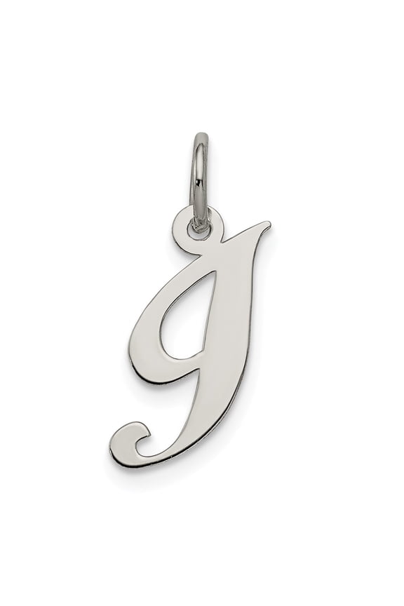 Sterling Silver Fancy Script Letter I Initial Charm Pendant