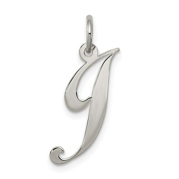 Sterling Silver Fancy Script Letter J Initial Charm Pendant