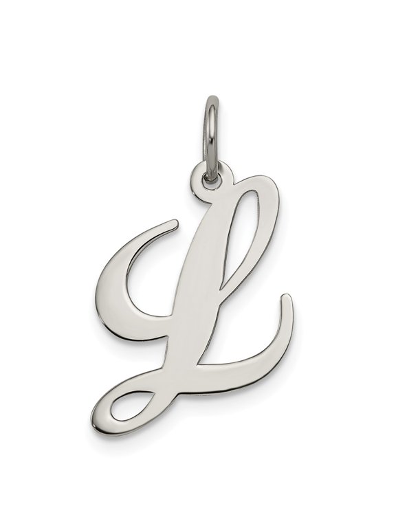 Sterling Silver Fancy Script Letter L Initial Charm Pendant