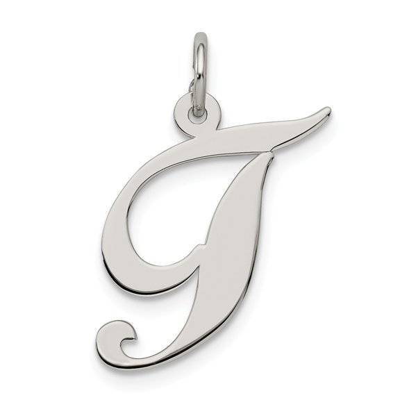 Sterling Silver Fancy Script Letter T Initial Charm Pendant
