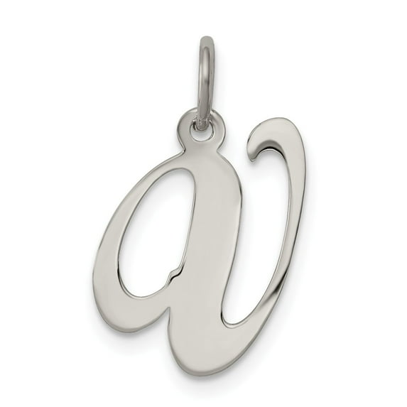 Sterling Silver Fancy Script Letter V Initial Charm Pendant