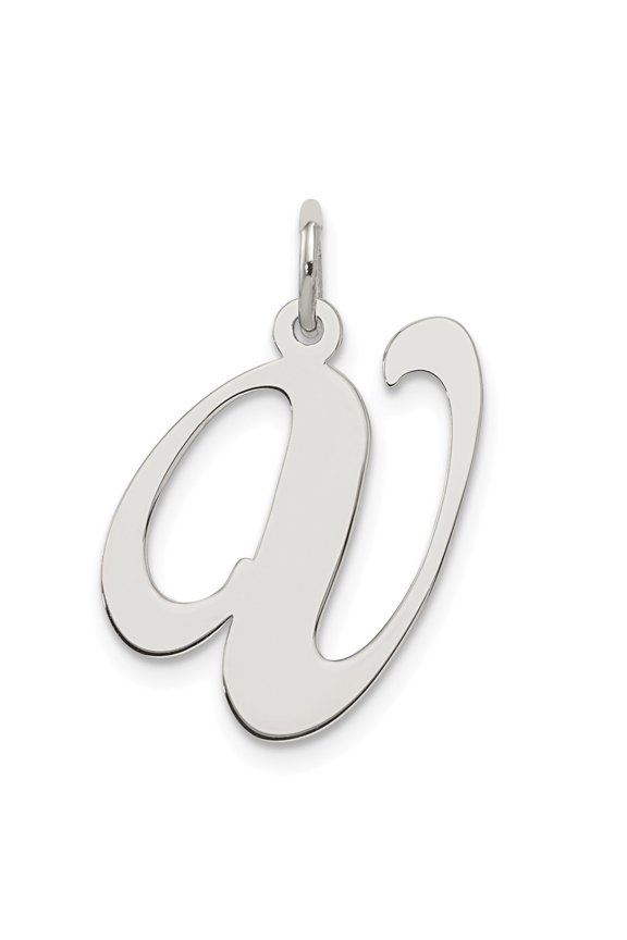 Sterling Silver Fancy Script Letter V Initial Charm Pendant