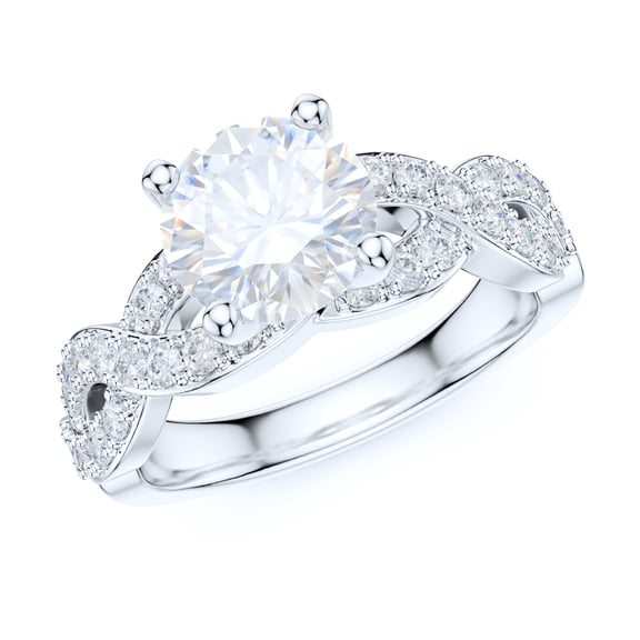 Sterling Silver Fancy Split Intersecting Infinity 1.5CT Simulated Round Brilliant Cut Diamond Promise Engagement Ring (6)