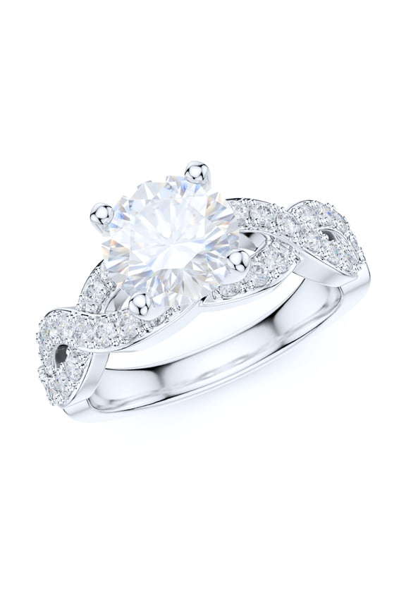 Sterling Silver Fancy Split Intersecting Infinity 1.5CT Simulated Round Brilliant Cut Diamond Promise Engagement Ring (6)