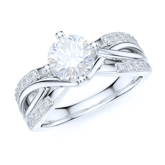 Sterling Silver Fancy Split Intersecting Infinity 1CT Simulated Round Brilliant Cut Diamond Promise Engagement Ring (4.5)