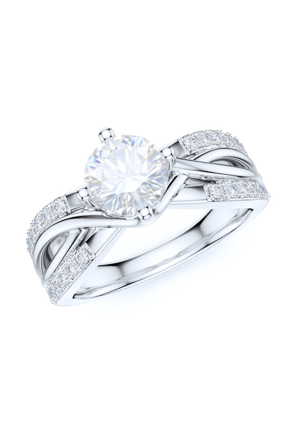 Sterling Silver Fancy Split Intersecting Infinity 1CT Simulated Round Brilliant Cut Diamond Promise Engagement Ring (8)