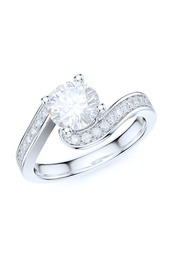 Sterling Silver Fancy Wave Infinity 1CT Simulated Round Brilliant Cut Diamond Promise Engagement Ring (5)