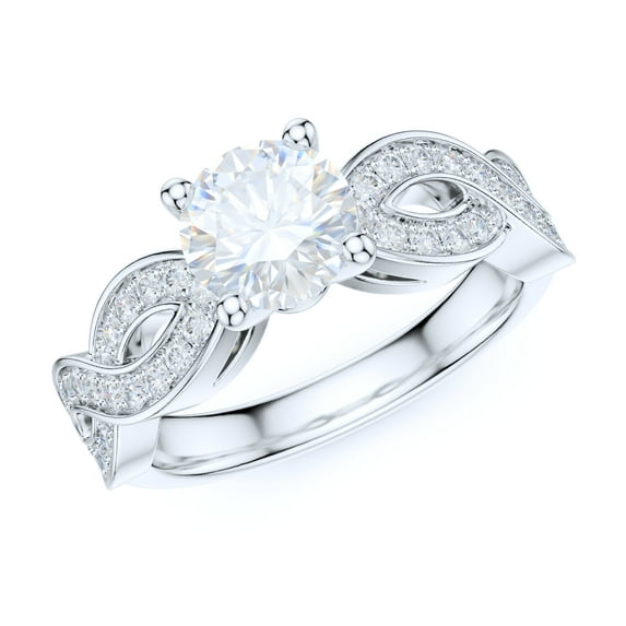 Sterling Silver Fancy Wave Intersecting Infinity 1CT Simulated Round Brilliant Cut Diamond Promise Engagement Ring Bridal (11.5)