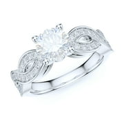 PRSTANI Sterling Silver Fancy Wave Intersecting Infinity 1CT Simulated Round Brilliant Cut Diamond Promise Engagement Ring Bridal (6)