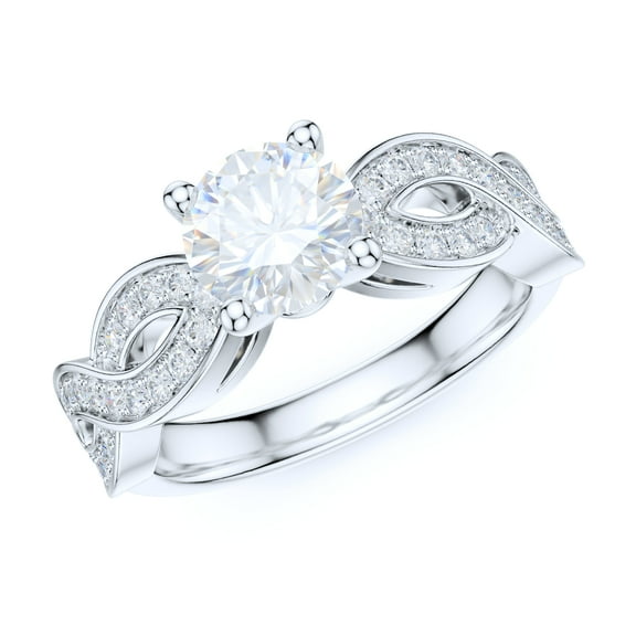 Sterling Silver Fancy Wave Intersecting Infinity 1CT Simulated Round Brilliant Cut Diamond Promise Engagement Ring Bridal (7)