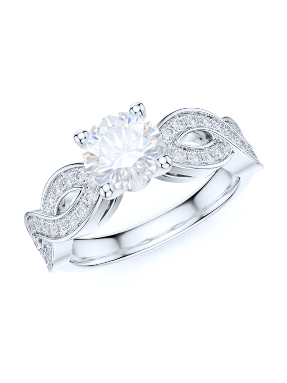 Sterling Silver Fancy Wave Intersecting Infinity 1CT Simulated Round Brilliant Cut Diamond Promise Engagement Ring Bridal (8)
