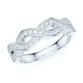 thumbnail image 1 of Sterling Silver Fancy Wave Intersecting Infinity Simulated Round Brilliant Cut Diamond Matching Ring Wedding Band (3), 1 of 6