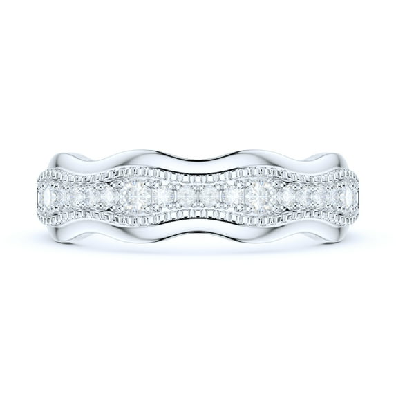 Sterling Silver Fancy Wave Shape Milgrain Simulated Round Brilliant Diamond Full Eternity Ring Wedding Band (7)