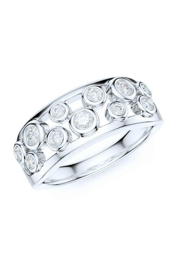 Sterling Silver Fashion Split Shank Bubbles Simulated Round Brilliant Cut Diamond Ring Wedding Band (6)